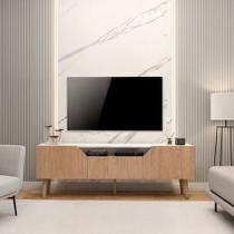 Rack Moderno Tv Até 65 Polegadas Pés De Madeira Cor Branco