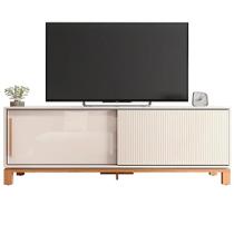Rack Mondrian 180cm para Tv Até 65 Polegadas 2 Portas Caemmun Cor Off White Freijó