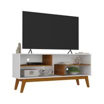 Rack Nature 1.36 Tv 55 Polegadas Decoração Sala Estar Recepção Nichos Prateleiras Organizadoras Pés Retrô Madeira - Lojas RPM