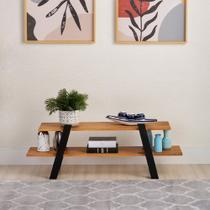 Rack New York de madeira pinus com 2 Prateleiras