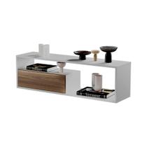 Rack Nicho Aparador Roma Branco com Freijó para TV Sala Quarto Rack Nicho Aparador Roma Branco com Freijó para TV Sala Quarto