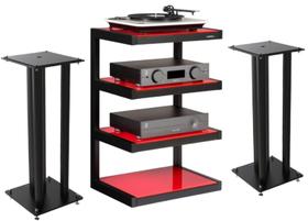 Rack Norstone HIFI ESSE c/ Vidro Vermelho + Pedestal Stylum