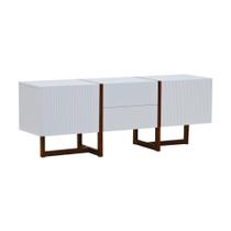 Rack Ondas 2 Portas E 2 Gavetas - Amêndoa Branco