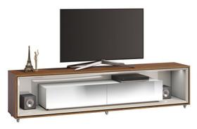 Rack Ópera 2.2 Off White com Freijó e Espelho - Imcal Móveis