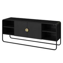 Rack Orgânico Luna Artesano 150 cm (larg) em MDP Nero Base Metal Preto