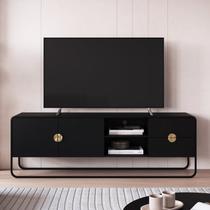 Rack Orgânico para TV até 65 Polegadas 180cm Portas 2 Gavetas Metal Luna Nero/Preto Rack Orgânico para TV até 65 Polegadas 180cm Portas 2 Gavetas Metal Luna Nero/Preto