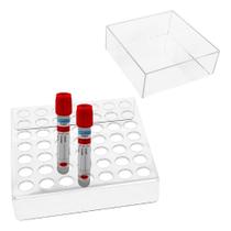 Rack Organizador Acrílico 49 Furos Tubos Coleta Sangue Compacto Estante Transparente Laboratório Rack Organizador Acrílico 49 Furos Tubos Coleta Sangue Compacto Estante Transparente Laboratório