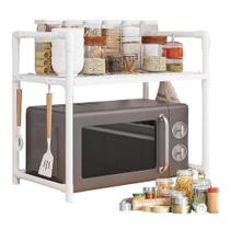 Rack Organizador Cozinha Suporte Microondas Portatil Prateleira Porta Temperos Estante Desmontavel