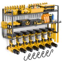 Rack organizador de ferramentas elétricas MAVIKS de 3 prateleiras com 7 porta-furadeiras Rack organizador de ferramentas elétricas MAVIKS de 3 prateleiras com 7 porta-furadeiras