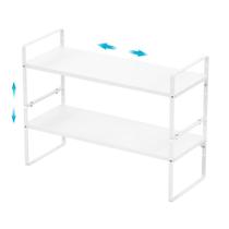 Rack organizador de prateleiras de armazenamento IPEGtop expansível, pacote com 2 unidades, branco