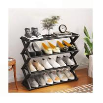 Rack Organizador de Sapatos Livros Sapateira 4 Andares - Preto Rack Organizador de Sapatos Livros Sapateira 4 Andares - Preto