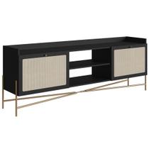 Rack Oslo 183CM MDP com 2 Portas Basculantes e Pés Metálicos Preto Fosco para Sala Rack Oslo 183CM MDP com 2 Portas Basculantes e Pés Metálicos Preto Fosco para Sala