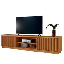 Rack P Sala Tv Até 80 Retro Bancada Aparador Ripado 2 Porta Valencia