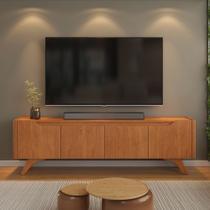 Rack P/ TV 75'' Atenas Pés Madeira Maciça 4 Portas 1.80m 100%MDF COR:NATURALLE Rack P/ TV 75'' Atenas Pés Madeira Maciça 4 Portas 1.80m 100%MDF COR:NATURALLE