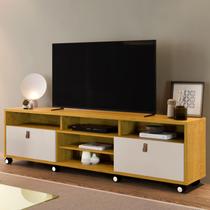 Rack p/ TV até 65" 100% MDF/MDP 2 Gavetas Nicho 8 Rodinhas Cor:Naturale/OffWhite Rack p/ TV até 65" 100% MDF/MDP 2 Gavetas Nicho 8 Rodinhas Cor:Naturale/OffWhite
