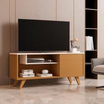 Rack P/ tvs até 43 P. Elen Bancada 1 porta Pés palito cor: Nature / off - Comprar Moveis em casa Rack P/ tvs até 43 P. Elen Bancada 1 porta Pés palito cor: Nature / off - Comprar Moveis em casa