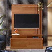 Rack Painel Home 136cm Para TV 60 Polegadas Chicago Lukaliam Jequitiba Ripado 3D