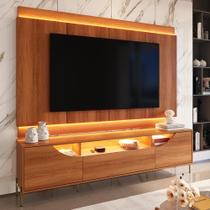 Rack Painel Imperiale para TV até 75” com LED Portas em MDF Usinado Pés de Ferro Gaveta Telescópica