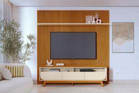 Rack+Painel Luna para TV de até 75 polegadas - Cinamomo /Off White - Madetec