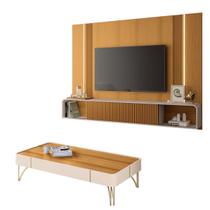 Rack Painel Para Tv 85 Polegadas Kansas e Mesa de Centro Miami - Cinamomo-Off White - EdeCasaMoveis Rack Painel Para Tv 85 Polegadas Kansas e Mesa de Centro Miami - Cinamomo-Off White - EdeCasaMoveis