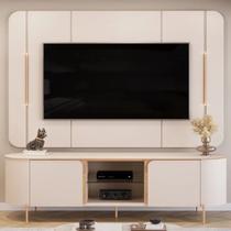 Rack Painel para TV até 65 Polegadas com LED 100% MDF 180cmx132cm Curvo Adele Branco Off White Rack Painel para TV até 65 Polegadas com LED 100% MDF 180cmx132cm Curvo Adele Branco Off White