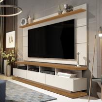 Rack Painel para TV até 72 Polegadas MDF 180cmx190cm Vivare com Rodízios Bege Off White/Nature