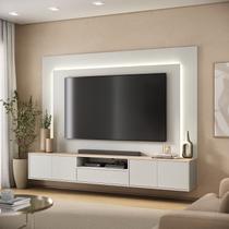 Rack Painel para TV até 75 Polegadas com 100% MDF 220x165cm LED Astro Yescasa Rack Painel para TV até 75 Polegadas com 100% MDF 220x165cm LED Astro Yescasa