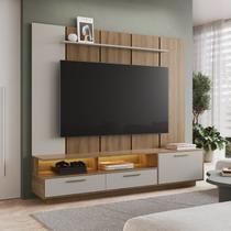 Rack Painel para TV até 75 Polegadas com 200cmx181cm Iluminação Led Ravenna Marrom Arenas/Mel Rack Painel para TV até 75 Polegadas com 200cmx181cm Iluminação Led Ravenna Marrom Arenas/Mel