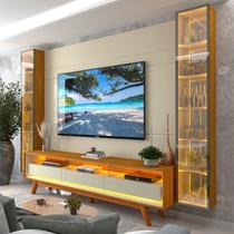 Rack Painel para TV até 84 Polegadas com LED 100% MDF 293cmx238cm Pés em Madeira Maciça Espelhos Luminare Requinte Bege Off White/Naturale Rack Painel para TV até 84 Polegadas com LED 100% MDF 293cmx238cm Pés em Madeira Maciça Espelhos Luminare Requinte Bege Off White/Naturale