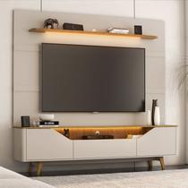 Rack Painel para TV até 85 Polegadas com LED 220cmx205,4cm Cooper Cinza Bege Dunas/Carvalho