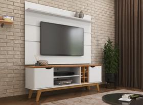 Rack + Painel PR 1.80m Estilo Retrô Para TV Até 75'' Com Adega Cor Branco / Cinamomo