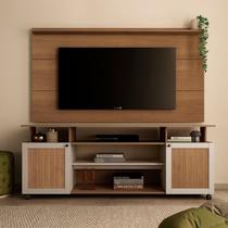 Rack Painel Ripado com Suporte para Tv até 60 Polegadas 168cmx180cm Marrom Cinamomo/Off White Rack Painel Ripado com Suporte para Tv até 60 Polegadas 168cmx180cm Marrom Cinamomo/Off White
