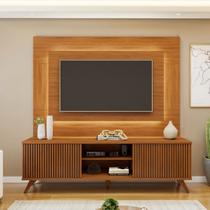 Rack Painel Ripado para TV até 58 Polegadas com LED 100% MDF 180CMX130CM Pés em Madeira Maciça Gaia Grécia