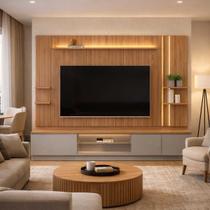 Rack Painel Sala Tv até 75 Estante Led Com 1 Módulo Canela Rack Painel Sala Tv até 75 Estante Led Com 1 Módulo Canela