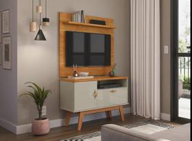 Rack + Painel SI 0.90m Estilo Retrô Para TV Até 32'' Polegadas Cor Cinamomo / Off White