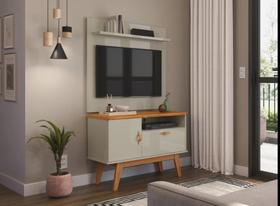Rack + Painel SI 0.90m Estilo Retrô Para TV Até 32'' Polegadas Cor Off White / Cinamomo