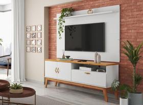 Rack + Painel SI 1.60m Estilo Retrô Para TV Até 60'' Cor Branco / Cinamomo