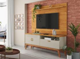 Rack + Painel SI 1.60m Estilo Retrô Para TV Até 60'' Cor Cinamomo / Off White