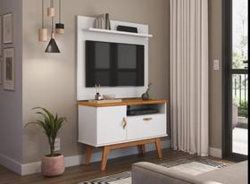 Rack + Painel SI 90cm Estilo Retrô Para TV Até 32'' Polegadas Cor Branco / Cinamomo