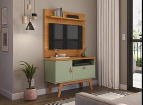 Rack + Painel SI 90cm Estilo Retrô Para TV Até 32'' Polegadas Cor Cinamomo / Off White