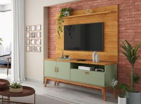 Rack + Painel SI Estilo Retrô 1.40m Para TV Até 55'' Polegadas Cor Alecrim / Cinamomo