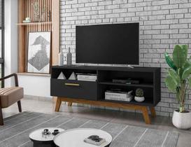 Rack Paládio em Madeira Preto Fosco para TV até 55 Polegadas Móveis Bechara
