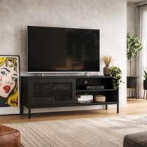 Rack Palha Buriti Até 55 Polegadas 2 Nichos Preto - Olivar Móveis