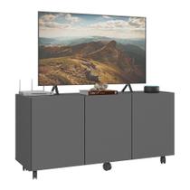 Rack Para Até 32 Polegadas Com 3 Portas E Rodízios Multimóveis Mp1065 Grafite Grafite