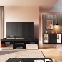 Rack Para Até 65 Polegadas 2 Portas Com Aparador 4 Portas E Espelhos Multimóveis Mp1096 Preto Rack Para Até 65 Polegadas 2 Portas Com Aparador 4 Portas E Espelhos Multimóveis Mp1096 Preto