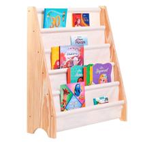 Rack Para Livros Infantil, Standbook Montessoriano 5 Bolsos