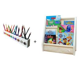 Rack Para Livros Infantil Standbook + Porta Lápis De Colorir - Curumim Kids Room