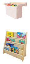 Rack Para Livros + Organizador De Parede Guarda Brinquedos
