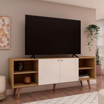 Rack para Sala 160cm c/ Portas Frisadas Pés Madeira 100% MDF Rack para Sala 160cm c/ Portas Frisadas Pés Madeira 100% MDF