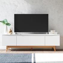 Rack para Sala 219 cm Flynt Tv de até 75 Polegadas Natural c/ Off White Fosco Província